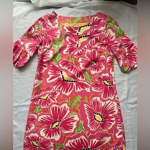 Lilly Pulitzer size 2 Floral Pink and Green Dress- 100%silk, lined
